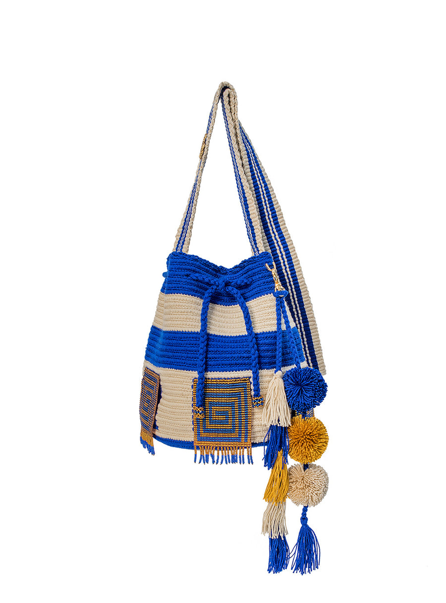 Mochila Wayuu Mediana  Square Blue